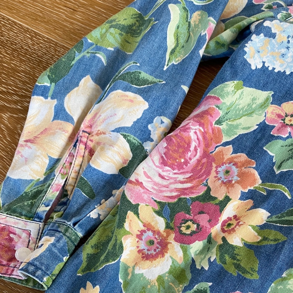 Vintage Denim Floral Women’s Shirt - Blue and Pink - Picture 5 of 11